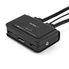 StarTech.com Conmutador Switch KVM 2 puertos DisplayPort DP USB Audio con Cables Integrados - 1080p StarTech.com Conmutador Switch KVM 2 puertos DisplayPort DP USB Audio con Cables Integrados - 1080p