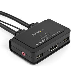 StarTech.com Conmutador Switch KVM 2 puertos DisplayPort DP USB Audio con Cables Integrados - 1080p StarTech.com Conmutador Switch KVM 2 puertos DisplayPort DP USB Audio con Cables Integrados - 1080p