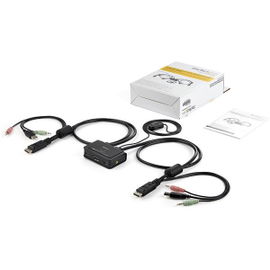 StarTech.com Conmutador Switch KVM 2 puertos DisplayPort DP USB Audio con Cables Integrados - 1080p StarTech.com Conmutador Switch KVM 2 puertos DisplayPort DP USB Audio con Cables Integrados - 1080p