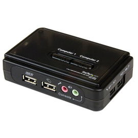 StarTech.com Juego de Conmutador KVM de 2 puertos con todo incluido - USB - Audio y Vídeo VGA