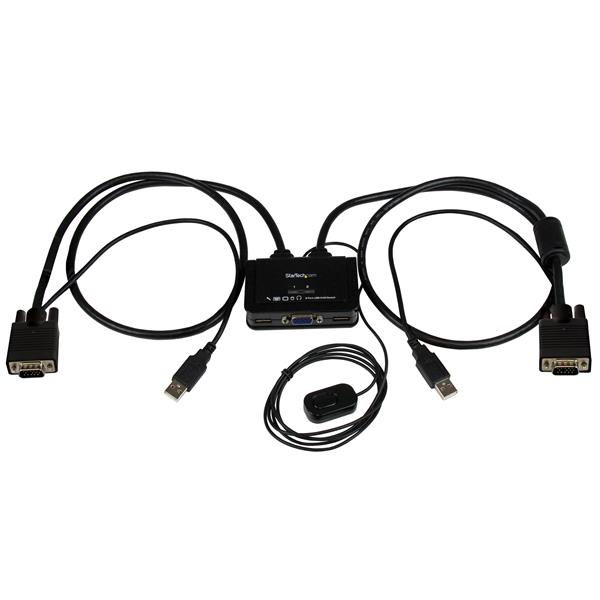 StarTech.com Switch Conmutador KVM de Cable con 2 Puertos VGA USB Alimentado por USB con Interruptor Remoto StarTech.com Switch Conmutador KVM de Cable con 2 Puertos VGA USB Alimentado por USB con Interruptor Remoto