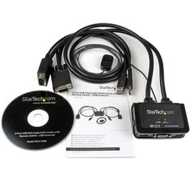 StarTech.com Switch Conmutador KVM de Cable con 2 Puertos VGA USB Alimentado por USB con Interruptor Remoto StarTech.com Switch Conmutador KVM de Cable con 2 Puertos VGA USB Alimentado por USB con Interruptor Remoto