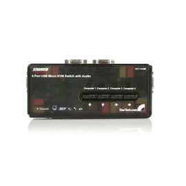 StarTech.com Juego de Conmutador Switch KVM 4 Puertos Vídeo VGA USB 2.0 con Cables y Audio StarTech.com Juego de Conmutador Switch KVM 4 Puertos Vídeo VGA USB 2.0 con Cables y Audio