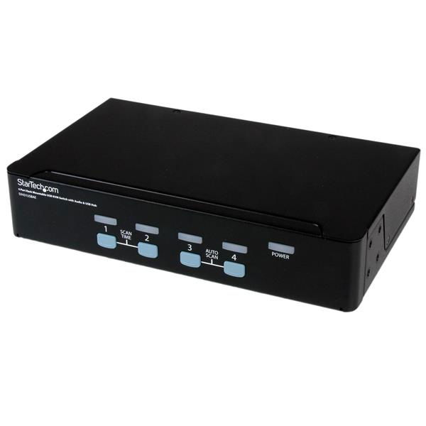 StarTech.com 4 Port StarView USB KVM interruptor KVM Montaje en rack Negro