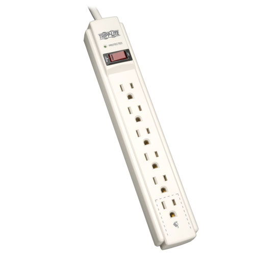 Tripp Lite TLP604 Supresor de Sobretensiones con 6 Tomacorrientes, 1.22 m [4 pies] Cable, 790 Joules, LED de Diagnóstico, Gabinete Gris Claro