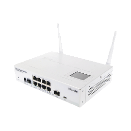 MikroTik Cloud Router Switch CRS109-8G-1S-2HnD-IN - Conmutador - L3 - inteligente - 7 x 10/100/1000 + 1 x 10/100/1000 (PoE) + 1 x Gigabit SFP - sobremesa - PoE pasivo - alimentación cc