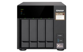 QNAP TS-473-4G - Servidor NAS - 4 compartimentos - SATA 6Gb/s - RAID 0, 1, 5, 6, 10, JBOD, 5 Hot Spare, intercambio en caliente 6, 10 repuesto rápido - RAM 4 GB - Gigabit Ethernet - iSCSI soporta