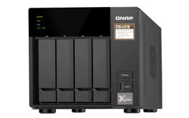 QNAP TS-473-4G - Servidor NAS - 4 compartimentos - SATA 6Gb/s - RAID 0, 1, 5, 6, 10, JBOD, 5 Hot Spare, intercambio en caliente 6, 10 repuesto rápido - RAM 4 GB - Gigabit Ethernet - iSCSI soporta