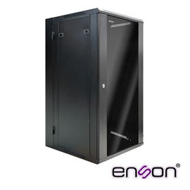 GABINETE DE PISO/PARED ENSON ENS-RKGU22PRO 22U PUERTA FRONTAL DE CRISTAL TEMPLADO CON CERRADURA DE SEGURIDAD PUERTA TRASERA ABATIBLE RANURAS DE VENTILACION EN LA PARTE SUPERIOR PARA 2 VENTILADORES DE 11 CM DIMENSIONES 550X600X1055MM