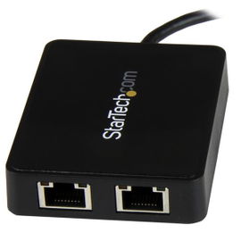 StarTech.com Adaptador de Red USB-C con Dos Puertos Ethernet Gigabit y Puerto Adicional USB (Type-A)