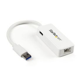 StarTech.com Adaptador Tarjeta de Red NIC Externa USB 3.0 de 1 Puerto Gigabit Ethernet RJ45 y Puerto USB - Blanco StarTech.com Adaptador Tarjeta de Red NIC Externa USB 3.0 de 1 Puerto Gigabit Ethernet RJ45 y Puerto USB - Blanco