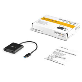StarTech.com USB 3.0 to Dual HDMI Adapter, 1x 4K 30Hz & 1x 1080p, External Video & Graphics Card, USB Type-A to HDMI Dual Monitor Display Adapter Dongle, Supports Windows Only, Black - USB to Dual HDMI Adapter (USB32HD2) - Cable adaptador - Conforme 