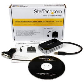 StarTech.com Adaptador de Vídeo Externo USB 3.0 a HDMI con Hub USB 1 Puerto - Tarjeta Gráfica Cable - 1080p StarTech.com Adaptador de Vídeo Externo USB 3.0 a HDMI con Hub USB 1 Puerto - Tarjeta Gráfica Cable - 1080p