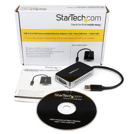 StarTech.com Adaptador de Vídeo Externo USB 3.0 a VGA con Hub USB 1 Puerto - Tarjeta Gráfica Cable - 1080p StarTech.com Adaptador de Vídeo Externo USB 3.0 a VGA con Hub USB 1 Puerto - Tarjeta Gráfica Cable - 1080p