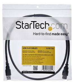 StarTech.com Cable 1m Extensión Alargador USB 3.0 SuperSpeed - Macho a Hembra USB A - Extensor - Negro