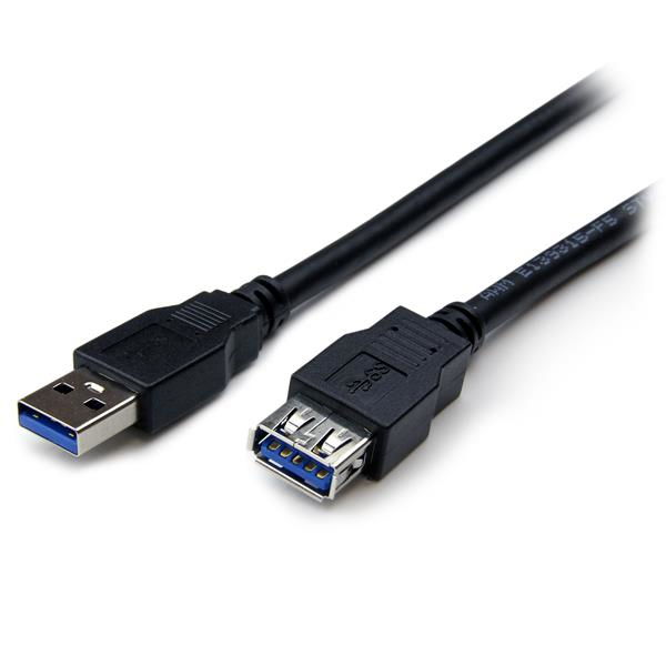 StarTech.com Cable USB 3.0 de 2m Extensor Alargador - USB A Macho a Hembra - Cable alargador USB - USB Tipo A (H) a USB Tipo A (M) - USB 3.0 - 2 m - negro - para P/N: HB30A4AIB, SV211DPUA4K, SV211HDUA4K, USB2001EXT2NA, USB2002EXT2NA, USB2004EXT2NA
