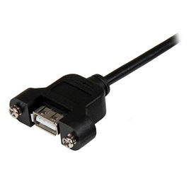 StarTech.com Cable Alargador de 30cm USB 2.0 para Montar Empotrar en Panel - Extensor Macho a Hembra USB A - Negro