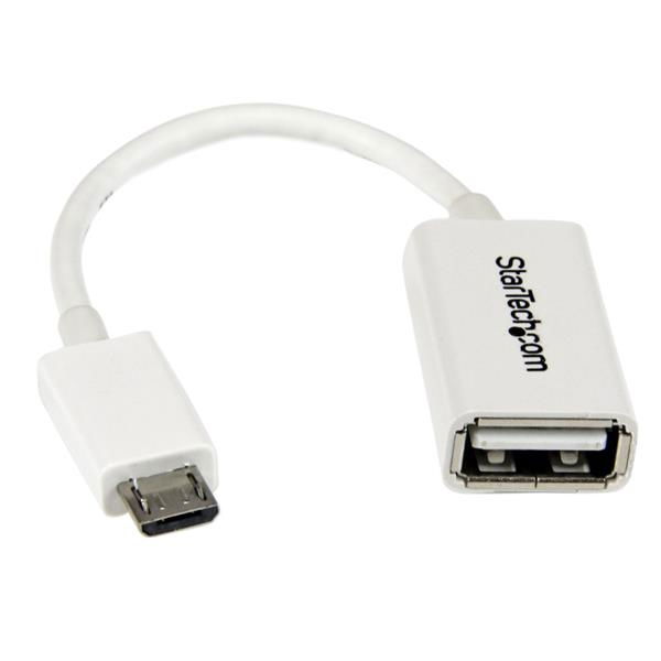 StarTech.com Cable Adaptador Micro USB a USB OTG Blanco de 12cm - Macho a Hembra StarTech.com Cable Adaptador Micro USB a USB OTG Blanco de 12cm - Macho a Hembra