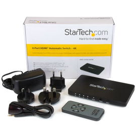 StarTech.com Switch Selector Automático HDMI de 4 Puertos con Chasís de Aluminio y MHL - Conmutador 4K 30Hz