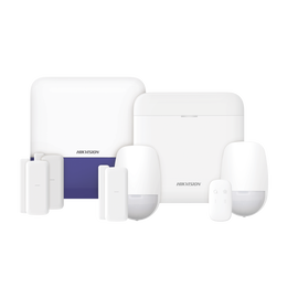 (AX PRO) KIT de Alarma AX PRO con GSM (3G/4G) / Incluye: 1 Hub / 2 Sensores PIR / 3 Contactos Magnéticos mini / 1 Control Remoto / 1 Sirena Inalambrica Exterior  / WiFi / Compatible con Hik-Connect P2P