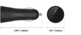 Belkin - Adaptador de corriente para el coche - 36 vatios - Fast Charge (USB-C) - negro