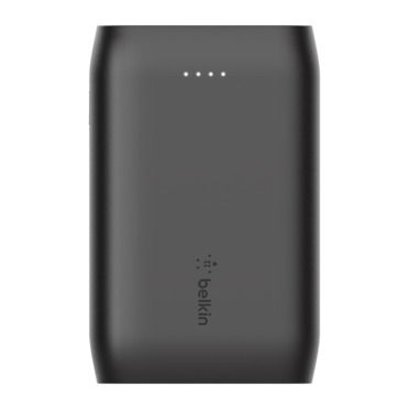 Belkin - Cargador portátil - 10000 mAh - 15 vatios - 2.4 A - 3 conectores de salida (2 x USB, 24 pin USB-C) - en el cable: USB-C - negro