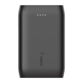 Belkin - Cargador portátil - 10000 mAh - 15 vatios - 2.4 A - 3 conectores de salida (2 x USB, 24 pin USB-C) - en el cable: USB-C - negro