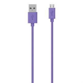 Belkin 1.2m, Micro-USB2.0-B/USB2.0-A cable USB 1,2 m Micro-USB B USB A Púrpura