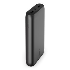 Belkin - Cargador portátil - 20000 mAh - 3 conectores de salida (USB, 24 pin USB-C) - en el cable: USB, USB-C - negro