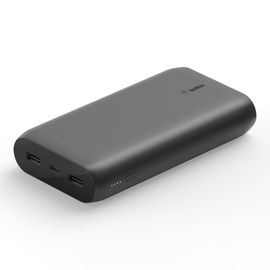 Belkin - Cargador portátil - 20000 mAh - 3 conectores de salida (USB, 24 pin USB-C) - en el cable: USB, USB-C - negro
