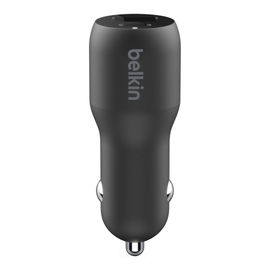Belkin Car Charger - Adaptador de corriente para el coche - 30 vatios - 3.6 A - 2 conectores de salida (USB, 24 pin USB-C) - negro