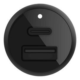 Belkin Car Charger - Adaptador de corriente para el coche - 30 vatios - 3.6 A - 2 conectores de salida (USB, 24 pin USB-C) - negro