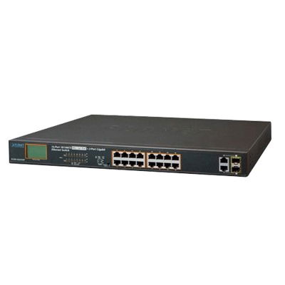 Switch no administrable PoE+ Extended, Aislamiento VLAN de 16 puertos + 2 combo TP/SFP Gigabit y Pantalla Switch no administrable PoE+ Extended, Aislamiento VLAN de 16 puertos + 2 combo TP/SFP Gigabit y Pantalla