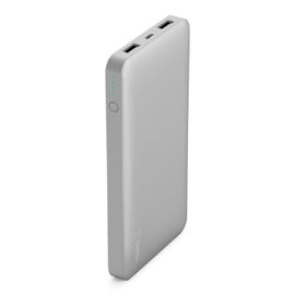 Belkin Pocket Power - Cargador portátil - 10000 mAh - 2.4 A - 2 conectores de salida (USB) - en el cable: Micro-USB - plata