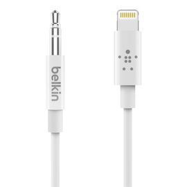 Belkin - Cable - Lightning/ Audio Aux  - Conecta iPhone  directo a salida 3.5mm - Blanco