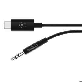 Belkin RockStar - Cable de audio - 24 pin USB-C macho a mini-phone stereo 3.5 mm macho - 91.4 cm - blanco