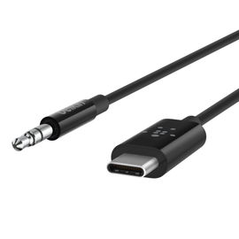 Belkin RockStar - Cable de audio - 24 pin USB-C macho a mini-phone stereo 3.5 mm macho - 91.4 cm - negro