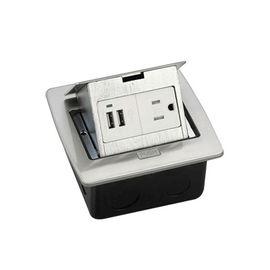 Caja de piso cuadrada con 2 puertos USB y contacto eléctrico (11000-21203)