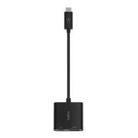Belkin USB-C to HDMI + Charge Adapter - Adaptador de vídeo - 24 pin USB-C macho a HDMI, USB-C (solo alimentación) hembra - negro - compatibilidad con 4K, USB Power Delivery (60W)