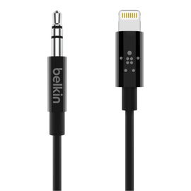 Belkin - Cable de Lightning a conector de auriculares - Lightning macho a mini-phone stereo 3.5 mm macho - 91.4 cm - negro Belkin - Cable de Lightning a conector de auriculares - Lightning macho a mini-phone stereo 3.5 mm macho - 91.4 cm - negro