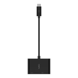 Belkin USB-C to VGA + Charge Adapter - Adaptador de vídeo - 24 pin USB-C macho a HD-15 (VGA), USB-C (solo alimentación) hembra - negro - compatibilidad con 1080p, USB Power Delivery (60W)