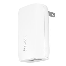 Belkin Wall Charger - Adaptador de corriente - 30 vatios - 6 A - PD - 2 conectores de salida (USB, USB-C) - en el cable: Lightning - blanco