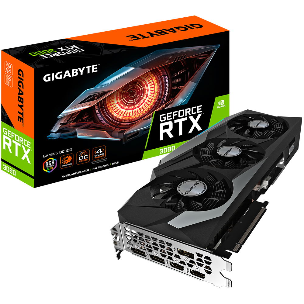 Gigabyte GeForce RTX 3080 GAMING OC 10G - Tarjeta gráfica - GF RTX 3080 - 10 GB GDDR6X - PCIe 4.0 x16 - 2 x HDMI, 3 x DisplayPort Gigabyte GeForce RTX 3080 GAMING OC 10G - Tarjeta gráfica - GF RTX 3080 - 10 GB GDDR6X - PCIe 4.0 x16 - 2 x HDMI, 3 x DisplayPort
