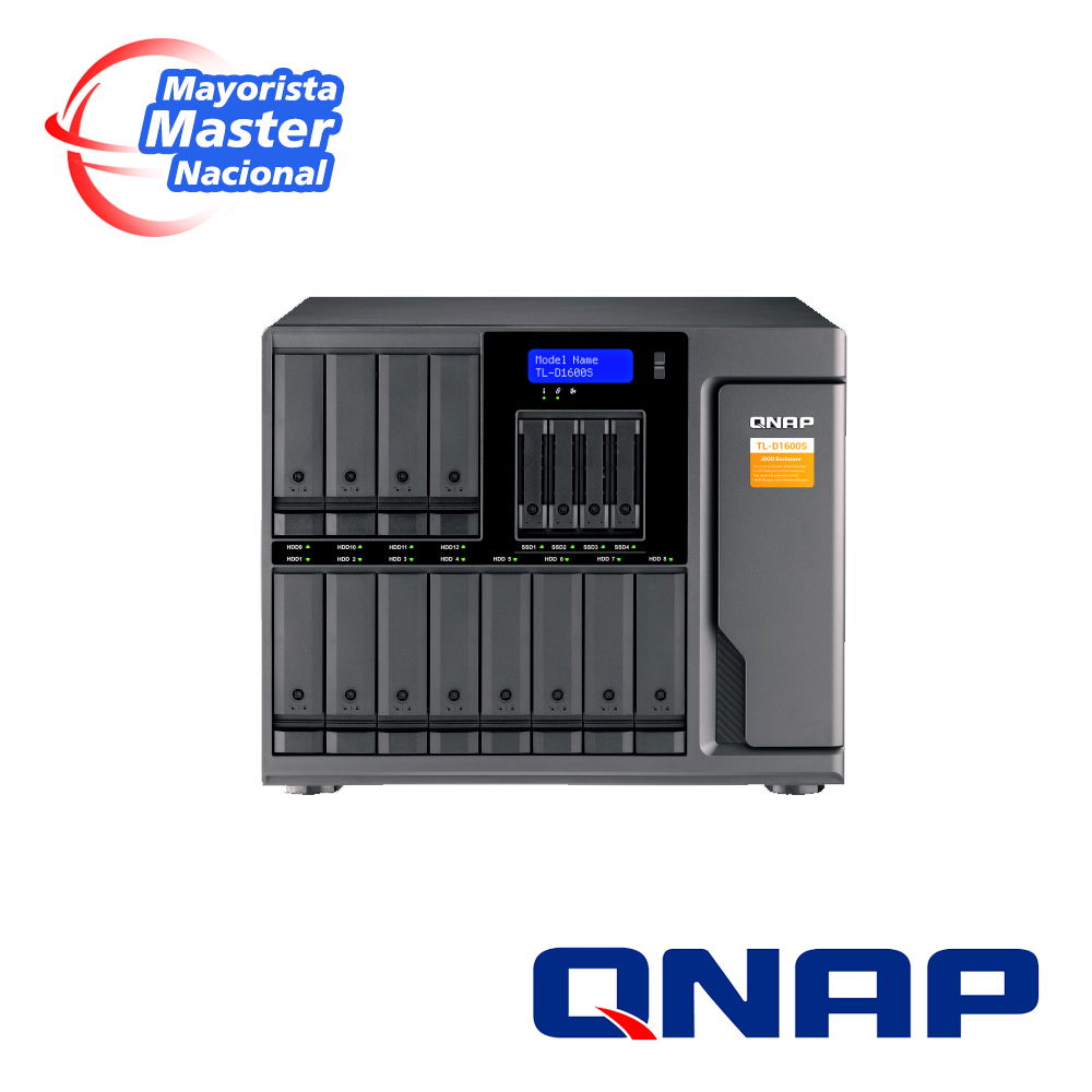CAJA DE EXPANSION DE ALMACENAMIENTO QNAP TL-D1600S-US / 12 BAHIAS FRONTALES SATA 3.5 PULGADAS + 4 UNIDADES FRONTALES SATA 2.5 PULGADAS / MONTAJE EN ESCRITORIO / INTERCONEXION VIA SAS SFF-8088 / COMPATIBLE CON NAS QNAP (revisar lista de compatibilida CAJA DE EXPANSION DE ALMACENAMIENTO QNAP TL-D1600S-US / 12 BAHIAS FRONTALES SATA 3.5 PULGADAS + 4 UNIDADES FRONTALES SATA 2.5 PULGADAS / MONTAJE EN ESCRITORIO / INTERCONEXION VIA SAS SFF-8088 / COMPATIBLE CON NAS QNAP (revisar lista de compatibilida