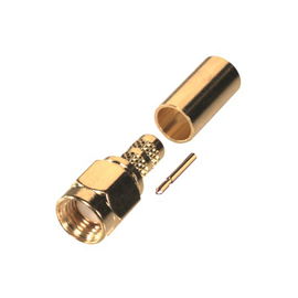 Reverse Polarity SMA Male Connector to Crimp on RG-8/X, LMR-240, 9258 cables.