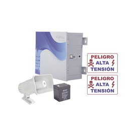 KIT de Energizador de 12,000Volts-.9JOULES/2500 mts lineales de proteccion/Activado por Atenuación de voltaje,Corte de línea o Aterrizamiento de la línea/Integración a panel de Alarma.