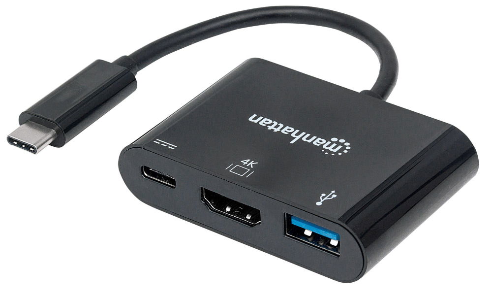 SUPER SPEED MANHATTAN 152037 USB-C HDMI CONVERTER USB3.1c MALE TO HDMI USB FEMALE BLACK SUPER SPEED MANHATTAN 152037 USB-C HDMI CONVERTER USB3.1c MALE TO HDMI USB FEMALE BLACK