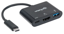 SUPER SPEED MANHATTAN 152037 USB-C HDMI CONVERTER USB3.1c MALE TO HDMI USB FEMALE BLACK SUPER SPEED MANHATTAN 152037 USB-C HDMI CONVERTER USB3.1c MALE TO HDMI USB FEMALE BLACK