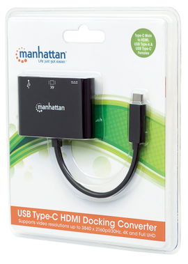 SUPER SPEED MANHATTAN 152037 USB-C HDMI CONVERTER USB3.1c MALE TO HDMI USB FEMALE BLACK SUPER SPEED MANHATTAN 152037 USB-C HDMI CONVERTER USB3.1c MALE TO HDMI USB FEMALE BLACK