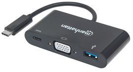 CABLE MANHATTAN 152044 SUPER SPEED USB-C VGA DOCKING CONVERTER BLACK